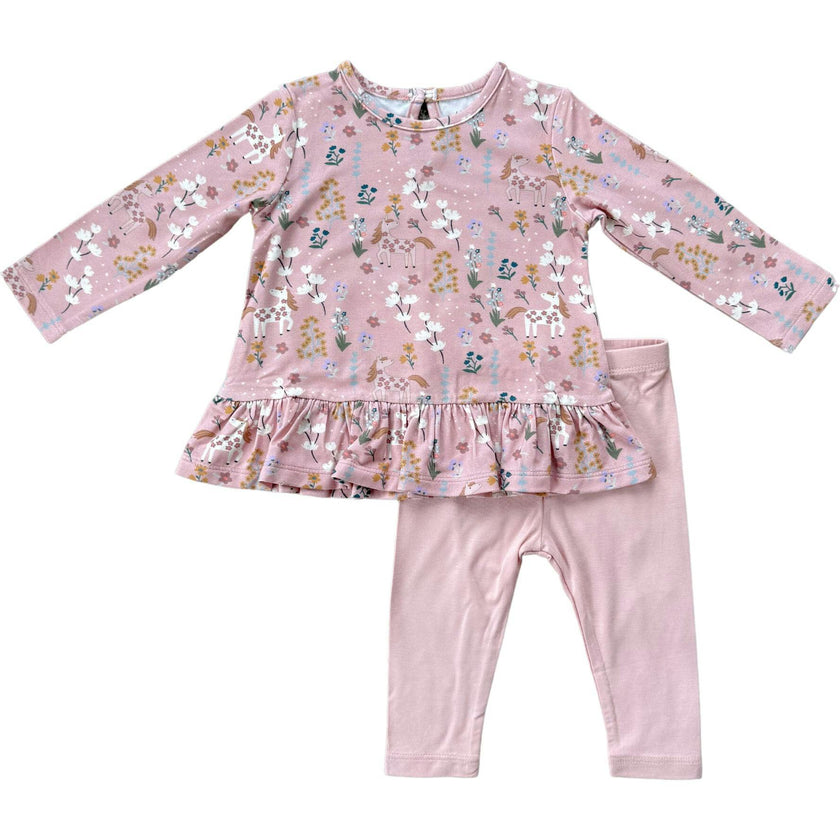 Long Sleeve Peplum Set Lavender Cloud Checkered