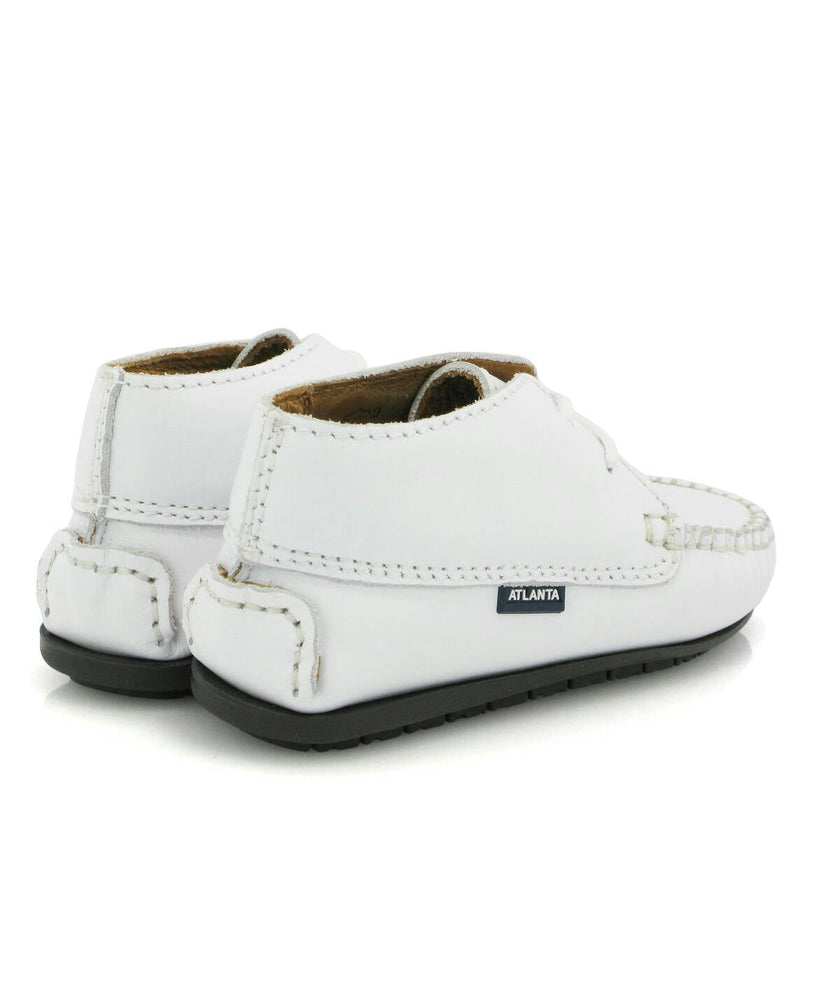 Smooth Leather Moccasin Boots, White