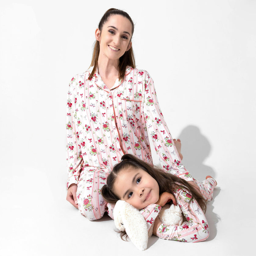 Floral Stripes Bamboo Women's Pajama Set