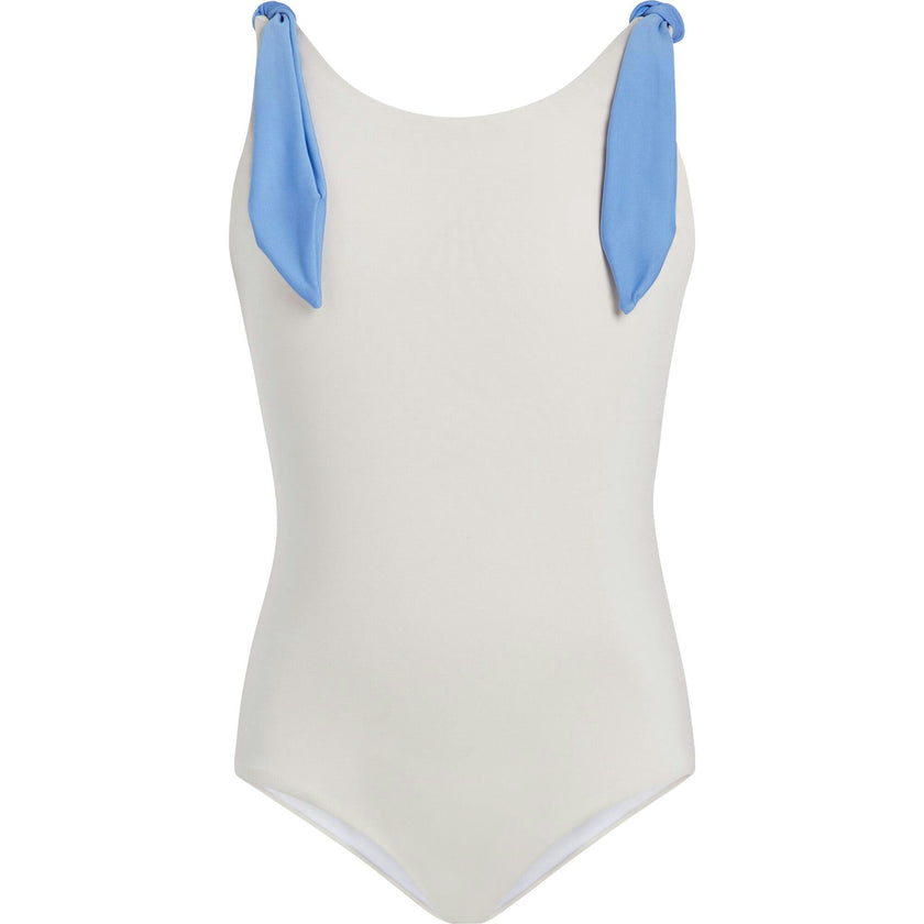 The Upper East Tie-Knot One-Piece Swuimsuit, Salmon Sky