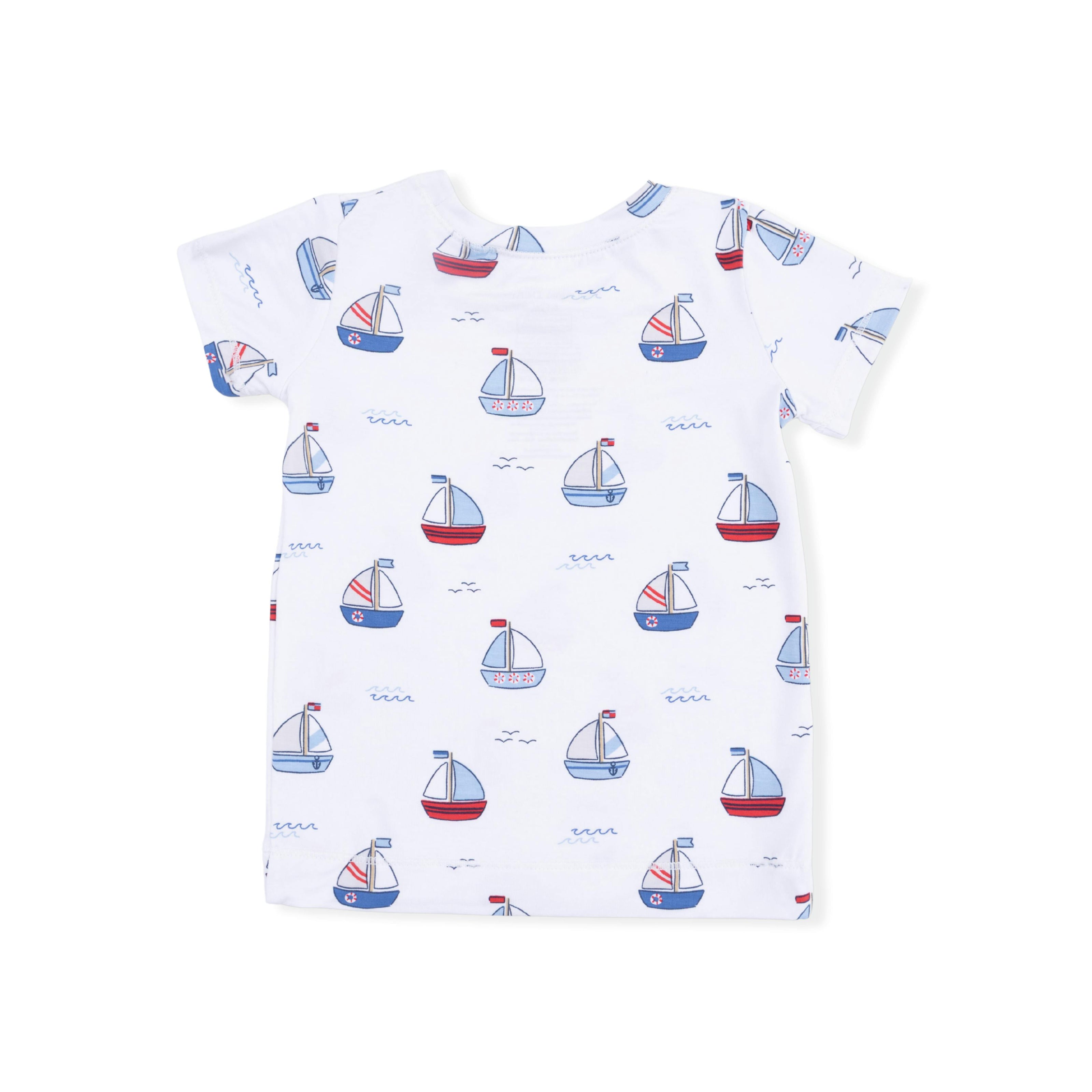 Bubbly Sailboats Blue - Short Sleeve Loungewear Set