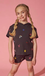 Black Crystal Doodle Short Set