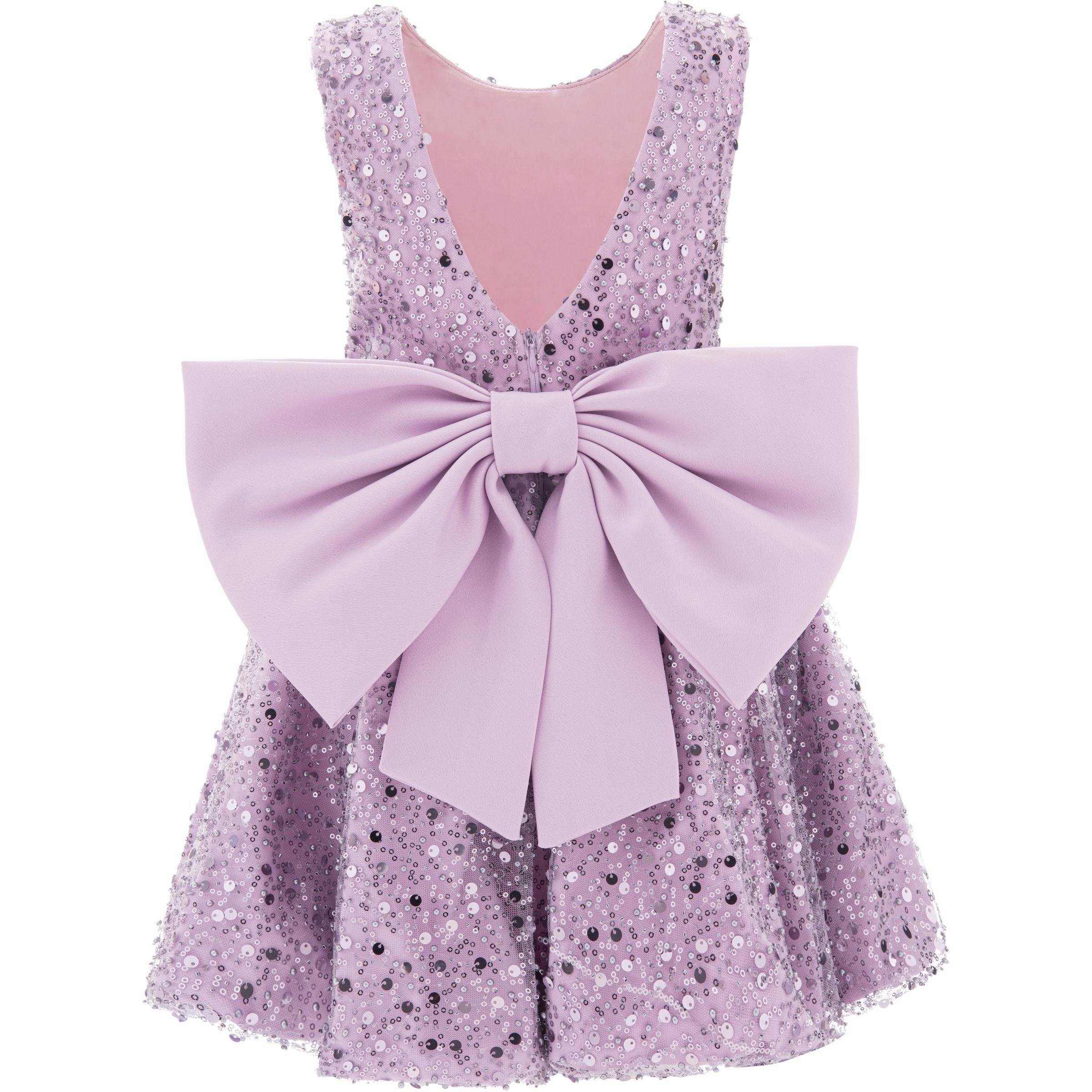 Purple Ainsley Sequin Bow Dress