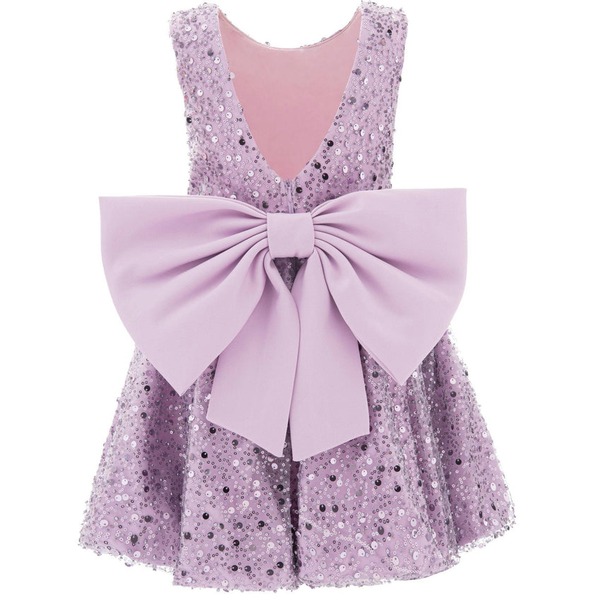 Purple Ainsley Sequin Bow Dress
