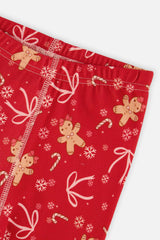 Organic Cotton Two Piece Pajama Set Red Gingerbread Print
