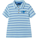 Boys Striped Waffle Polo Set | Blue Shark
