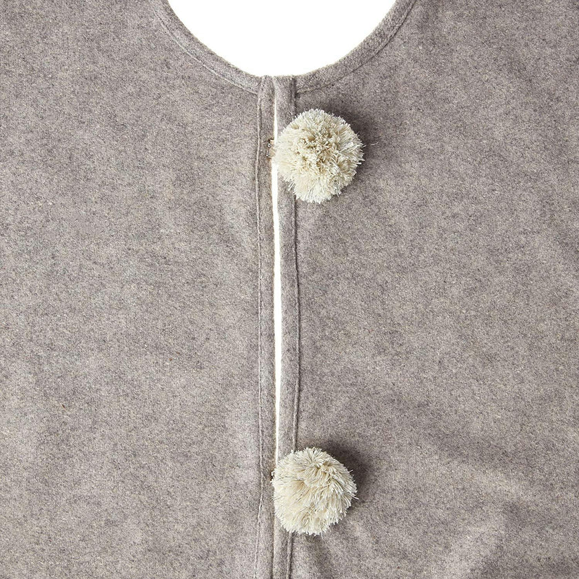 Handmade Gray Fringe Border Wool Christmas Tree Skirt 60"