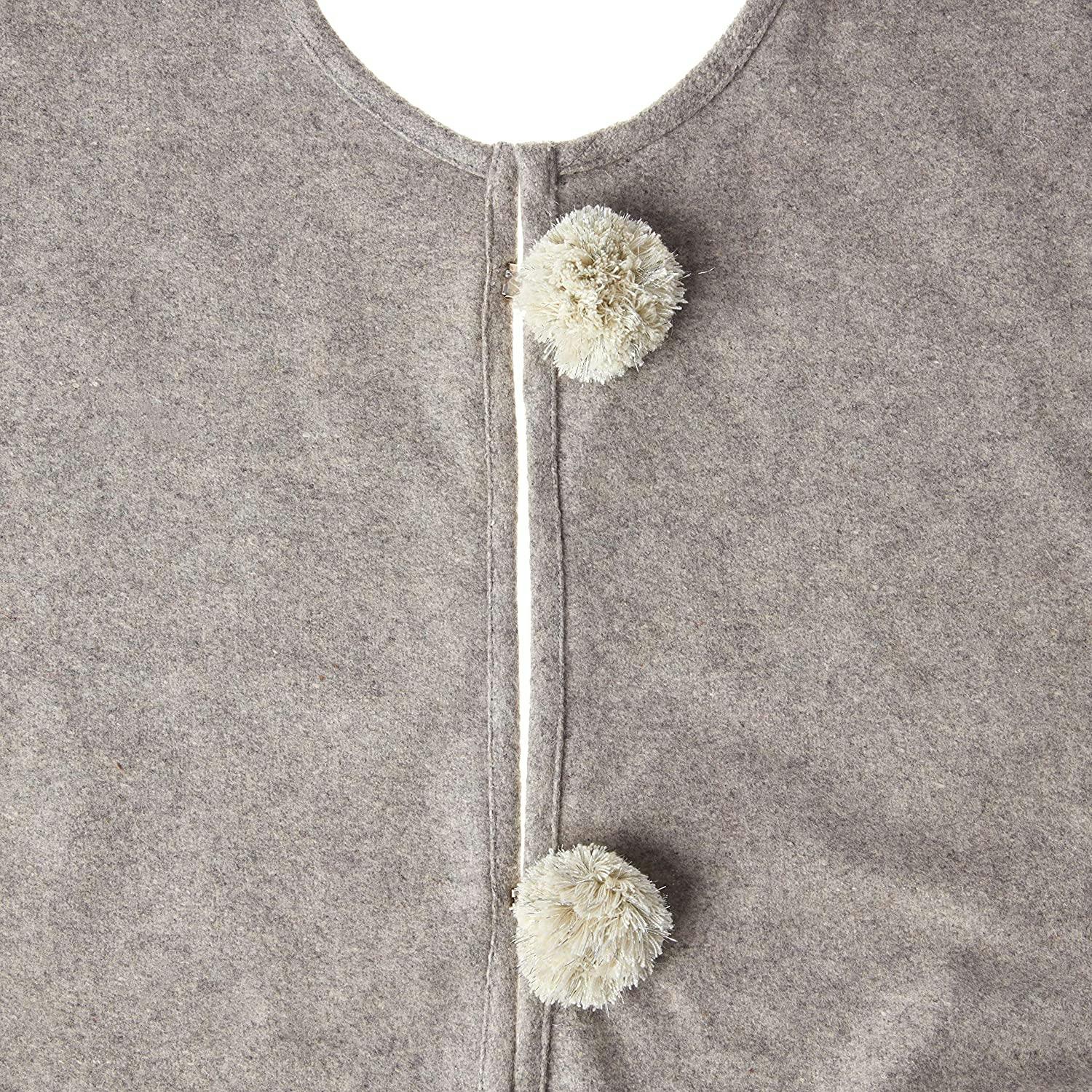 Handmade Gray Fringe Border Wool Christmas Tree Skirt 60