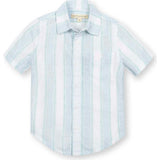 Linen Short Sleeve Button Down Shirt, Blue