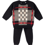 Navy Plaid Sweater Set Navy