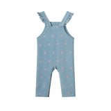 Infant Knit Denim Overall Set | Pink Bows