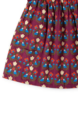 Folk Birds Reversible Swing Dress, Purple