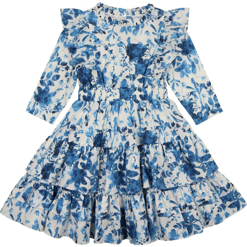 Blue Garden 3/4 Sleeve Dress