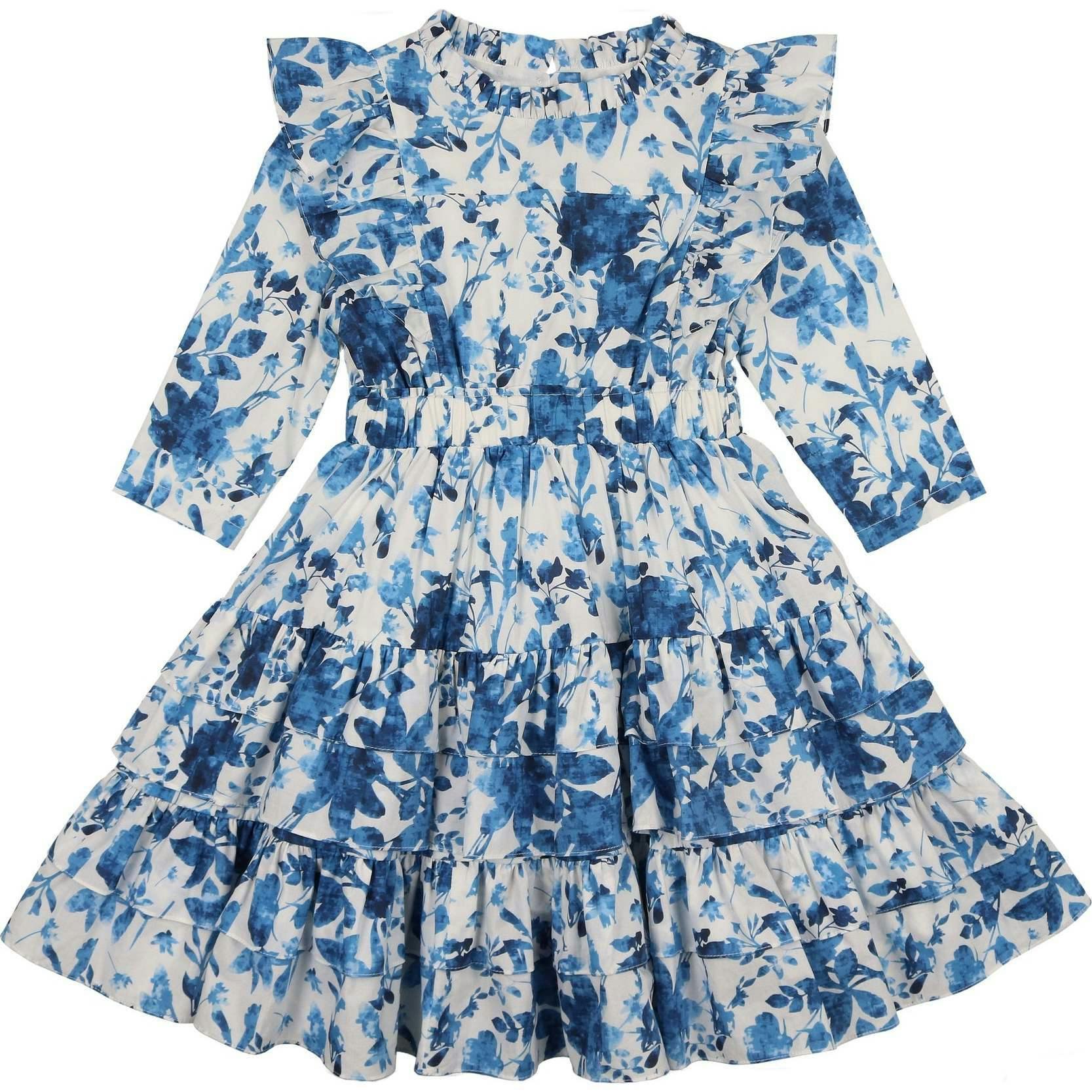 Blue Garden 3/4 Sleeve Dress