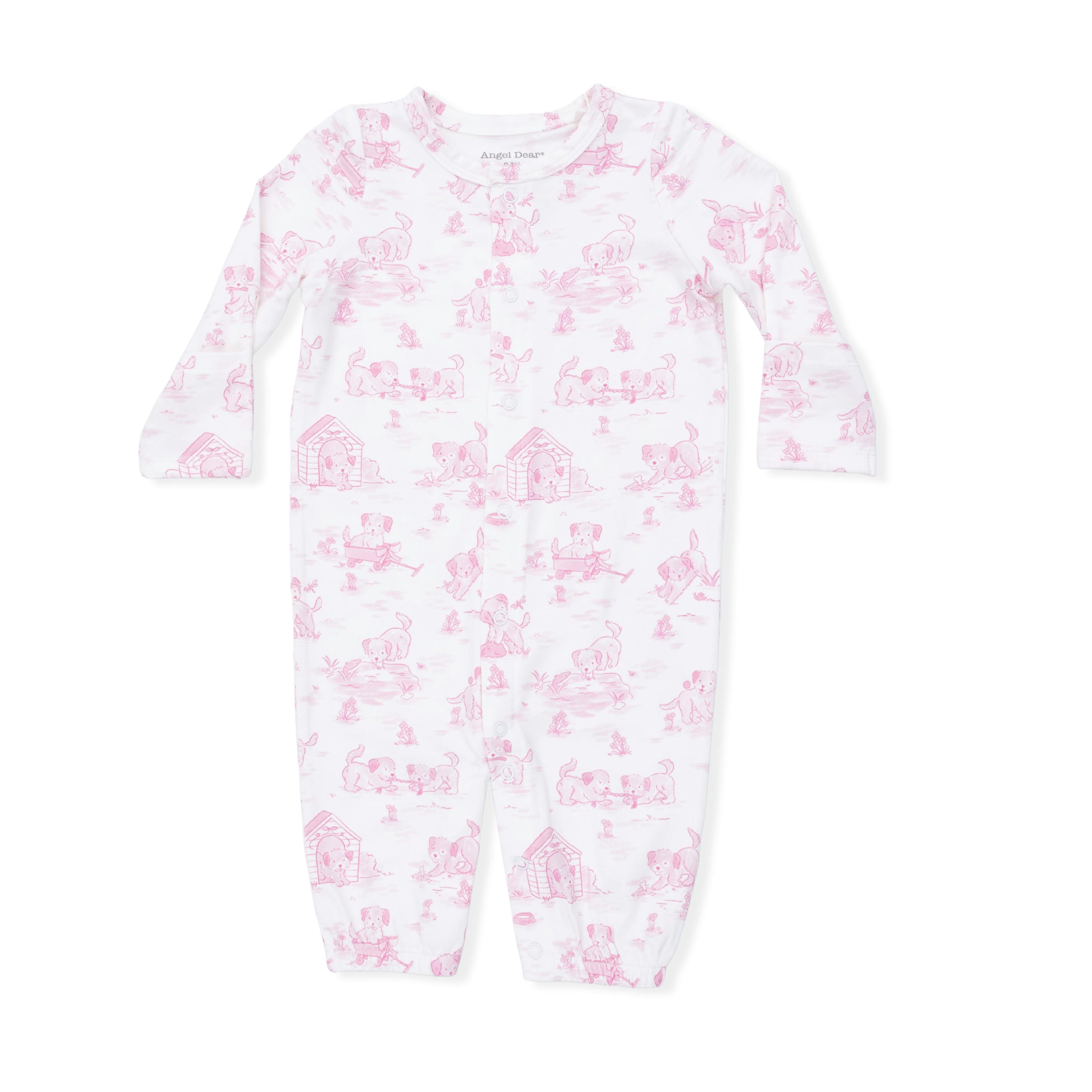 Puppy Toile Pink - Convertible Gown