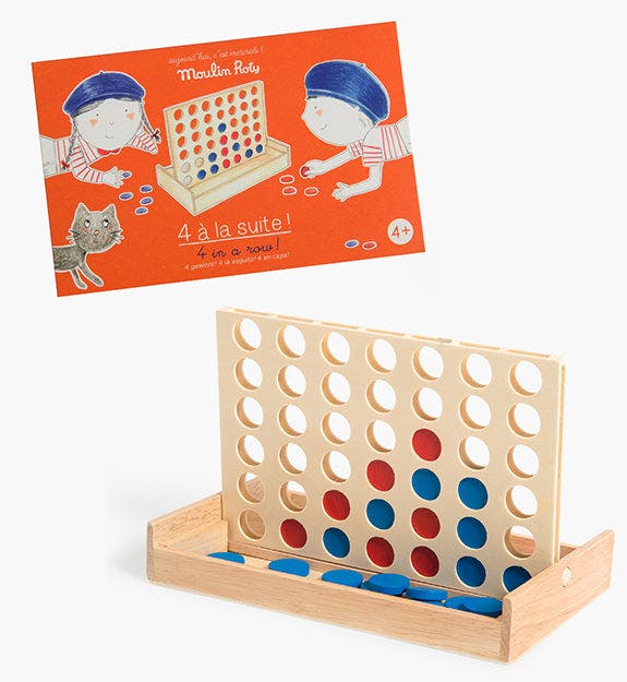 “4 in a Row” Wooden Board Game