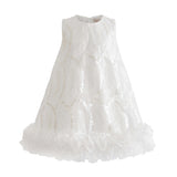 White Fiora Ruffle Sequin Dress