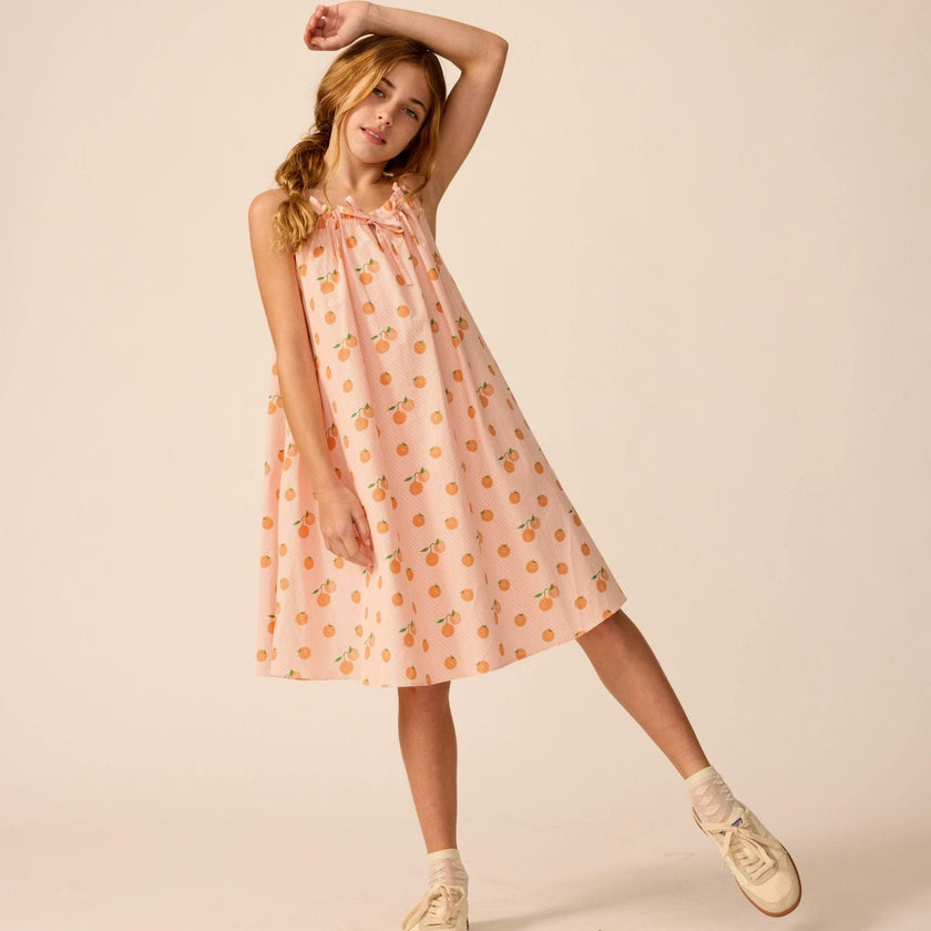 Tie Neck Dress in Clementine