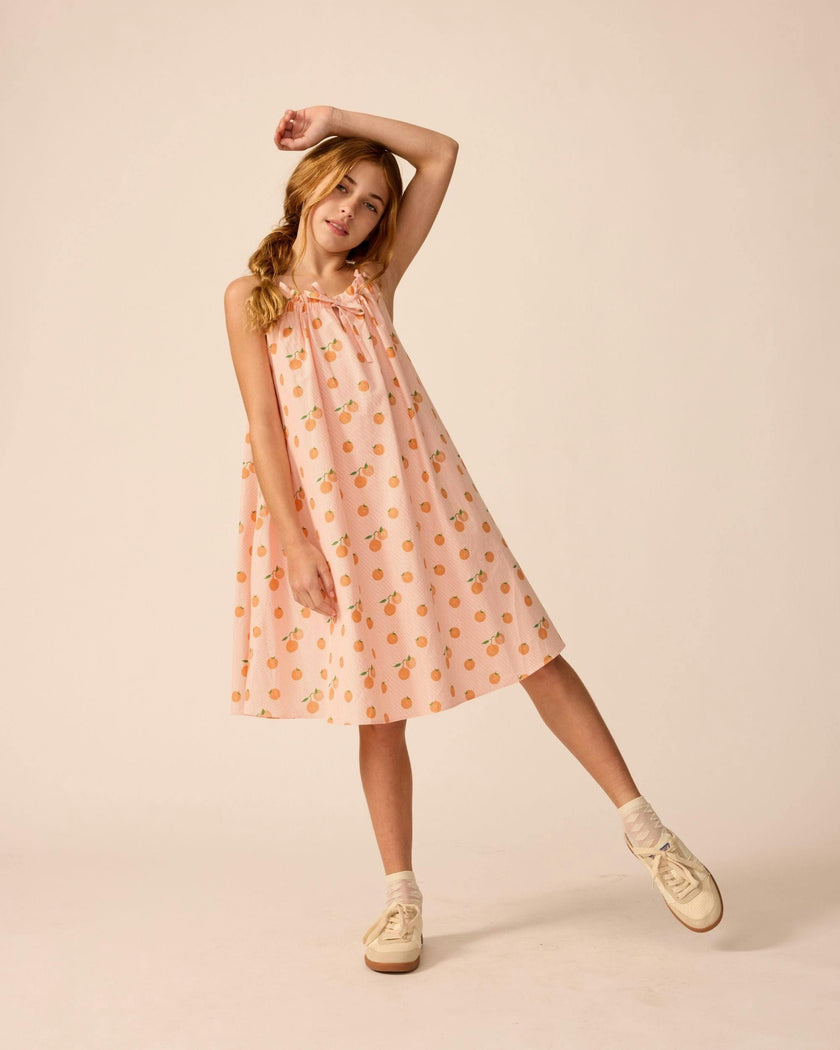 Tie Neck Dress in Clementine