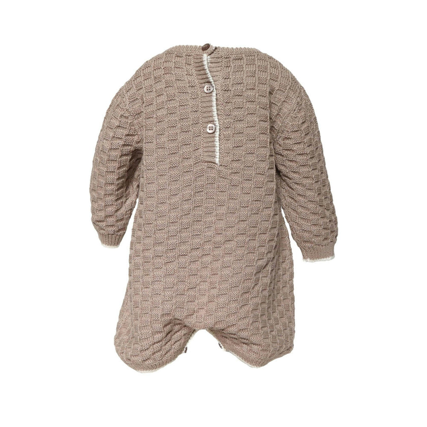 Baby Basketweave Knit Romper Taupe