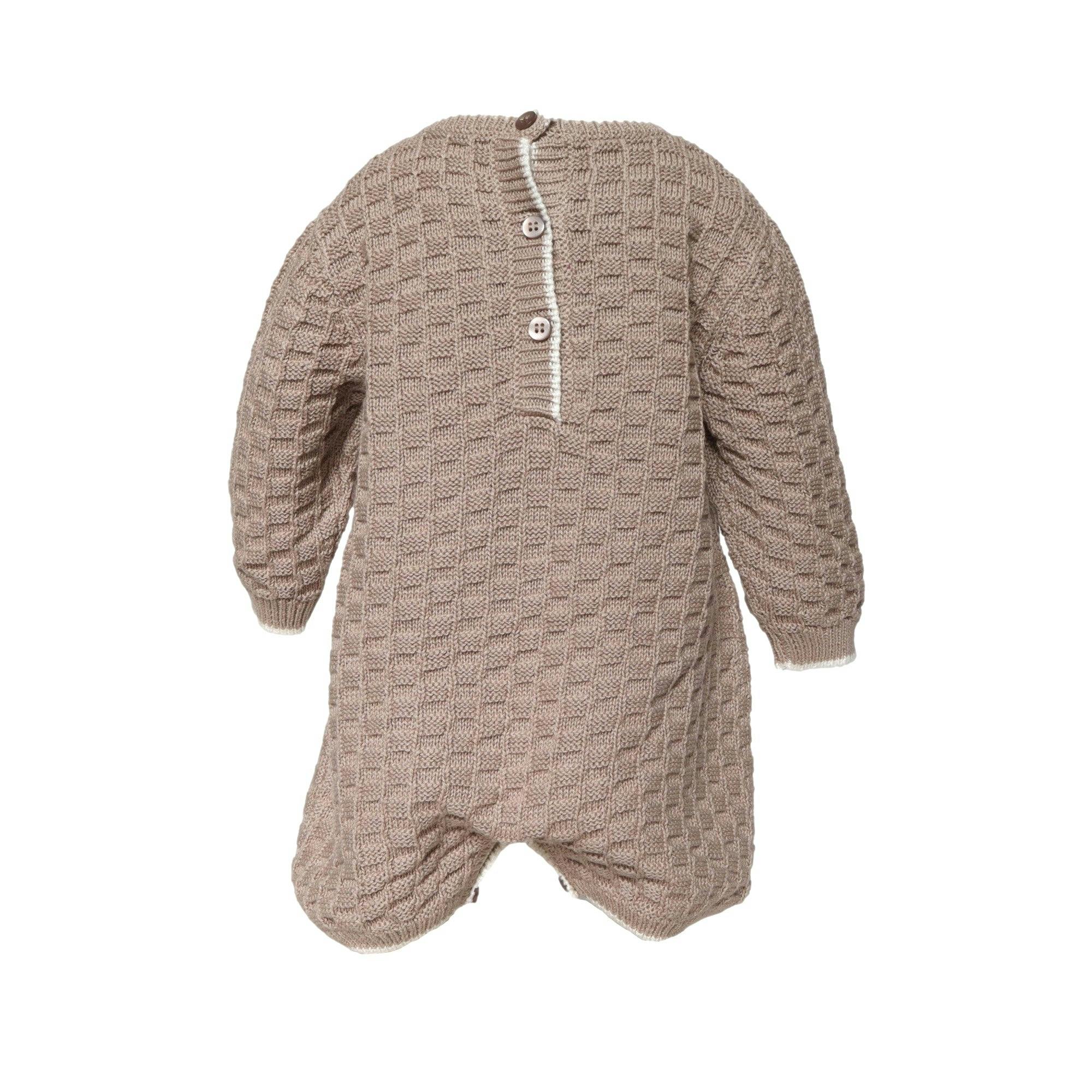 Baby Basketweave Knit Romper Taupe