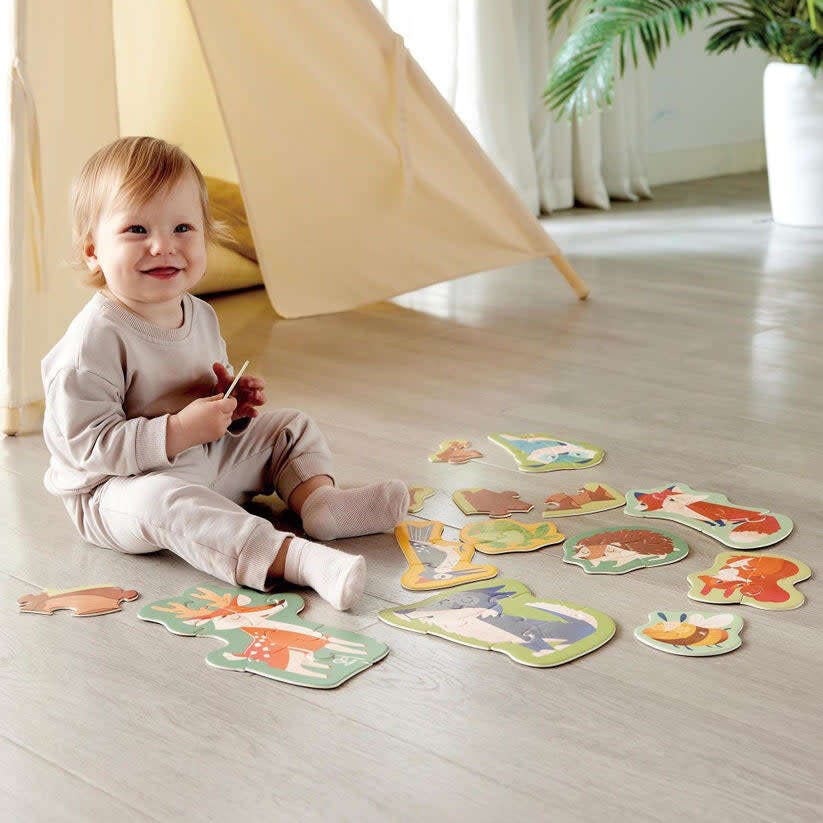 Hape: Woodland Friends Puzzle - 10 Mini Animal Shaped Puzzles