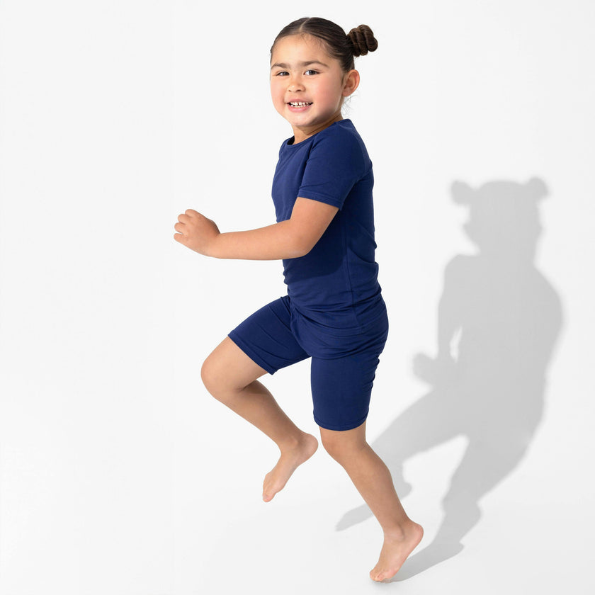 Starry Night Blue Kids Bamboo Pajama Short Set