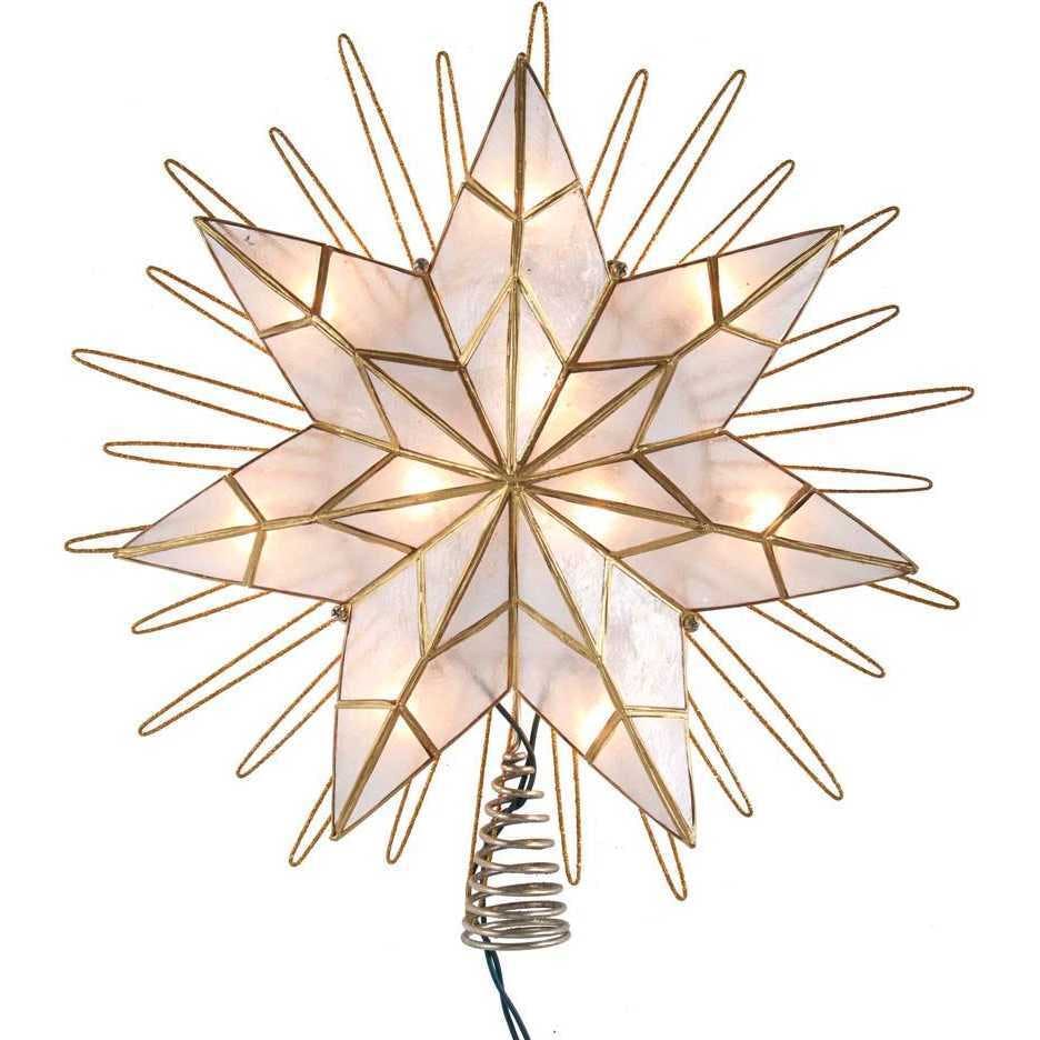 14-Inch 7-Point Natural Capiz Star Lighted Treetop