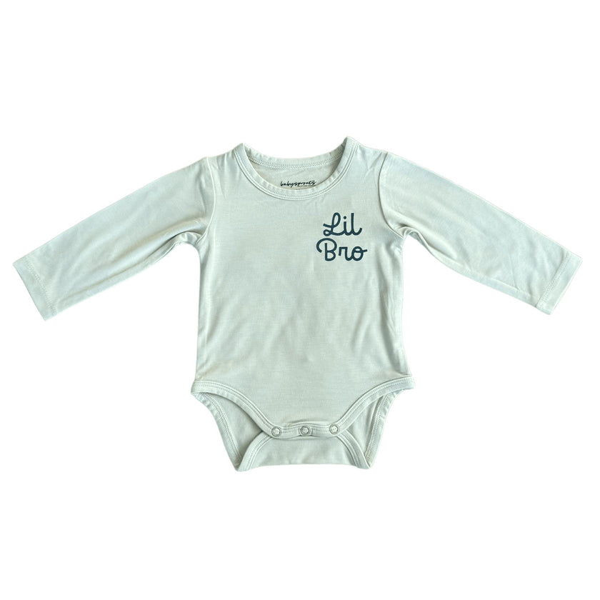 Baby Boy Long Sleeve Bodysuit in Lil Bro in Sage
