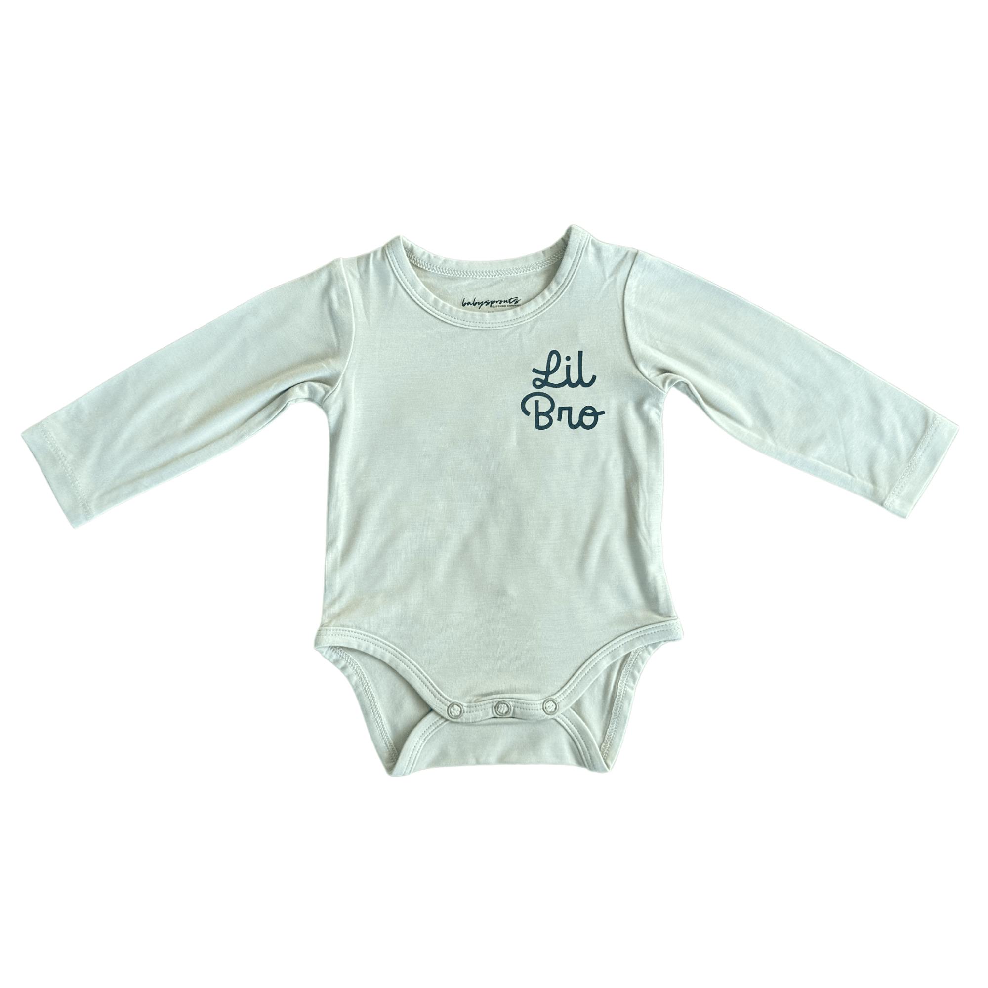 Baby Boy Long Sleeve Bodysuit in Lil Bro in Sage
