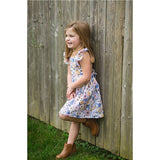 Ruffle Sleeve Dress in Purple Flowers