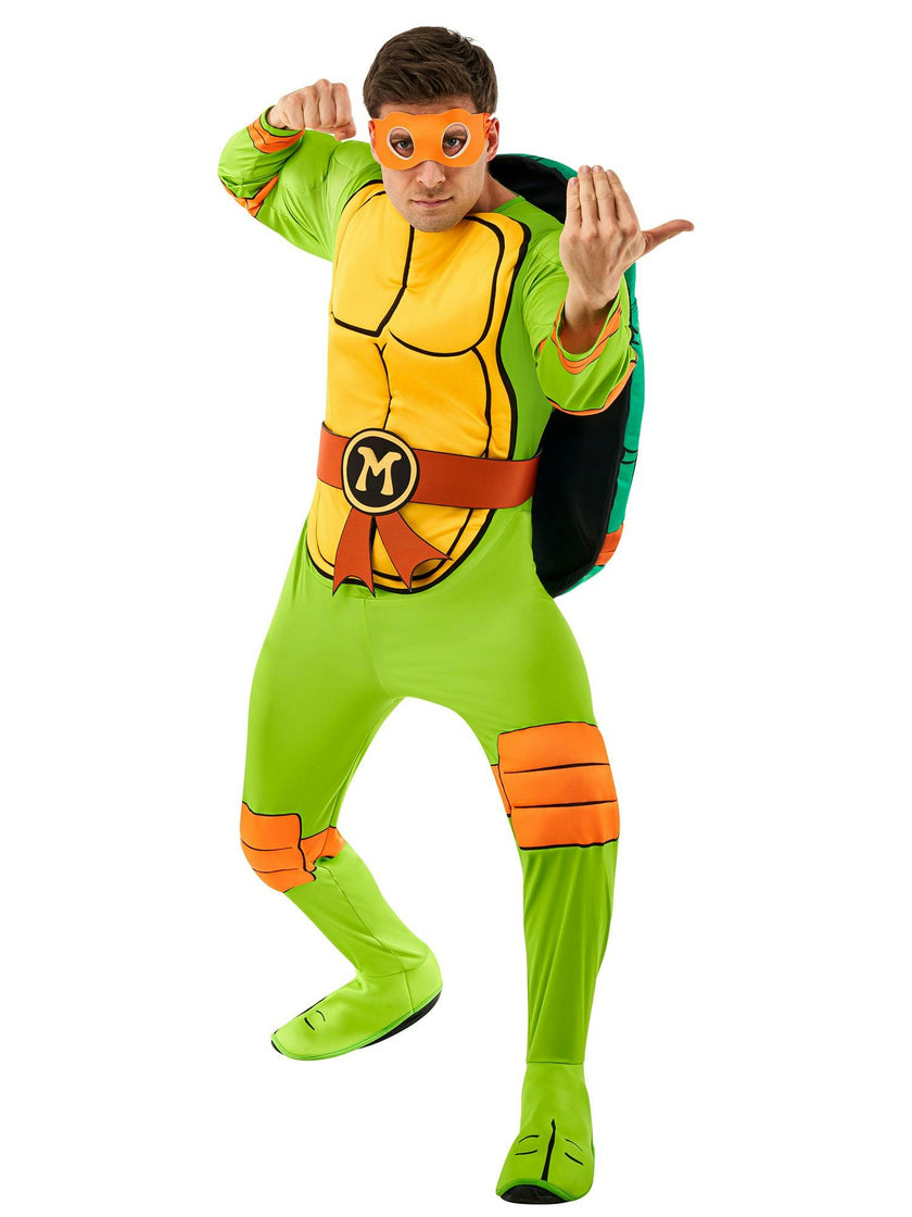 Men's Retro Teenage Mutant Ninja Turtles Michelangelo Padded Jumpsuit Costume - Deluxe