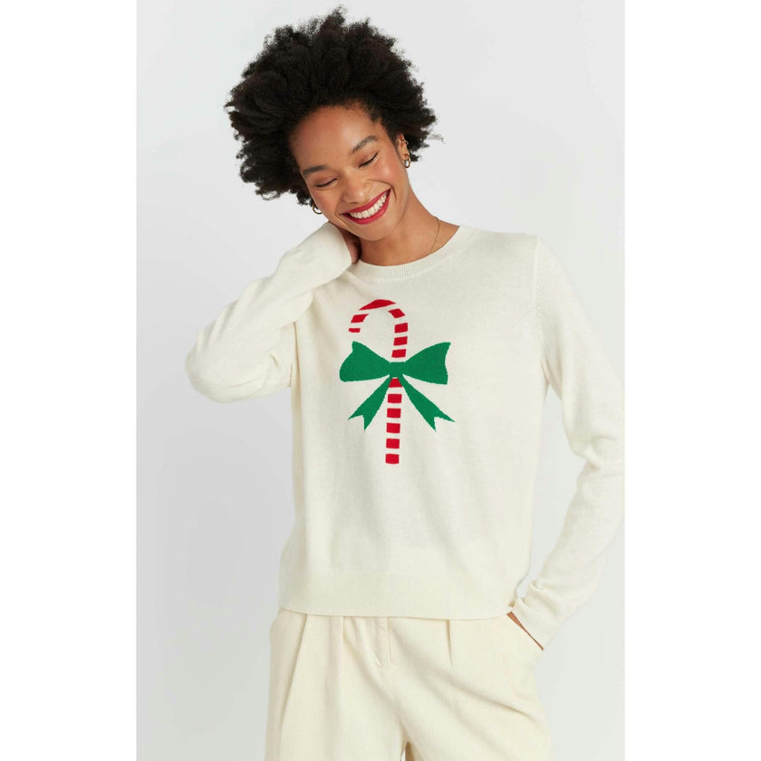 Wool-Cashmere Candy Cane Sweater