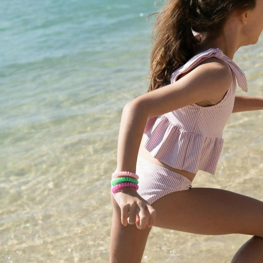 Girls' two-piece swimsuit with lilac stripes | CANDY 2P