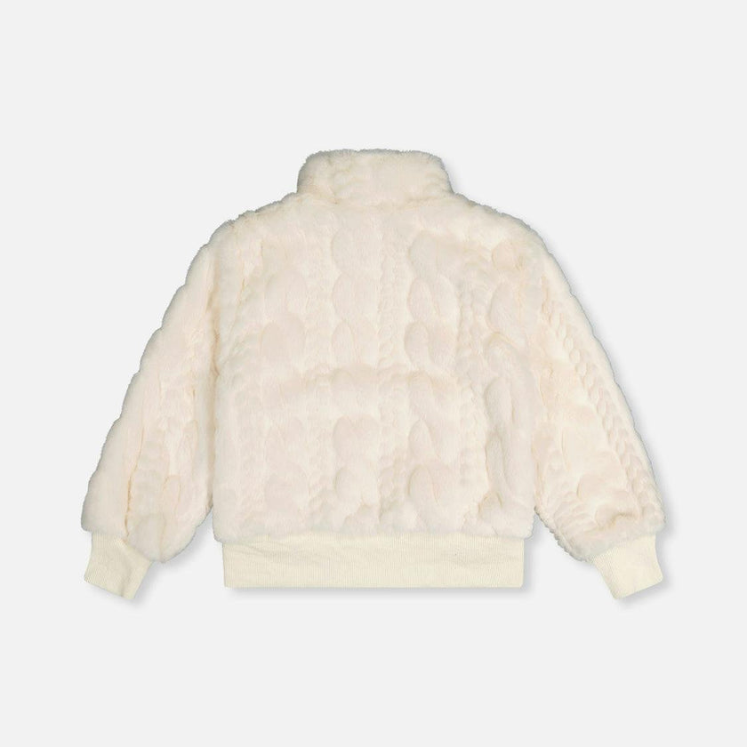 Faux Fur Jacquard Jacket Beige