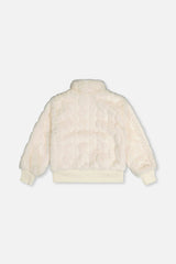 Faux Fur Jacquard Jacket Beige