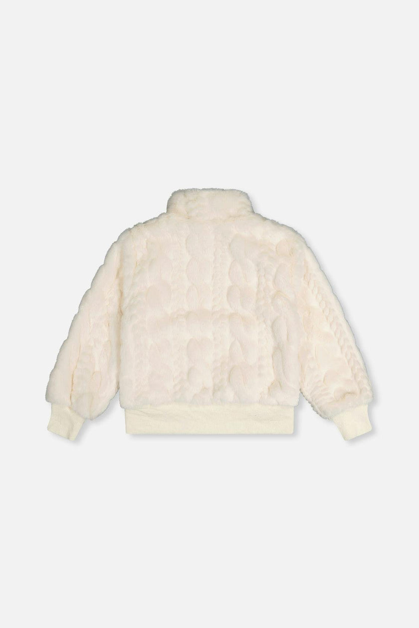 Faux Fur Jacquard Jacket Beige