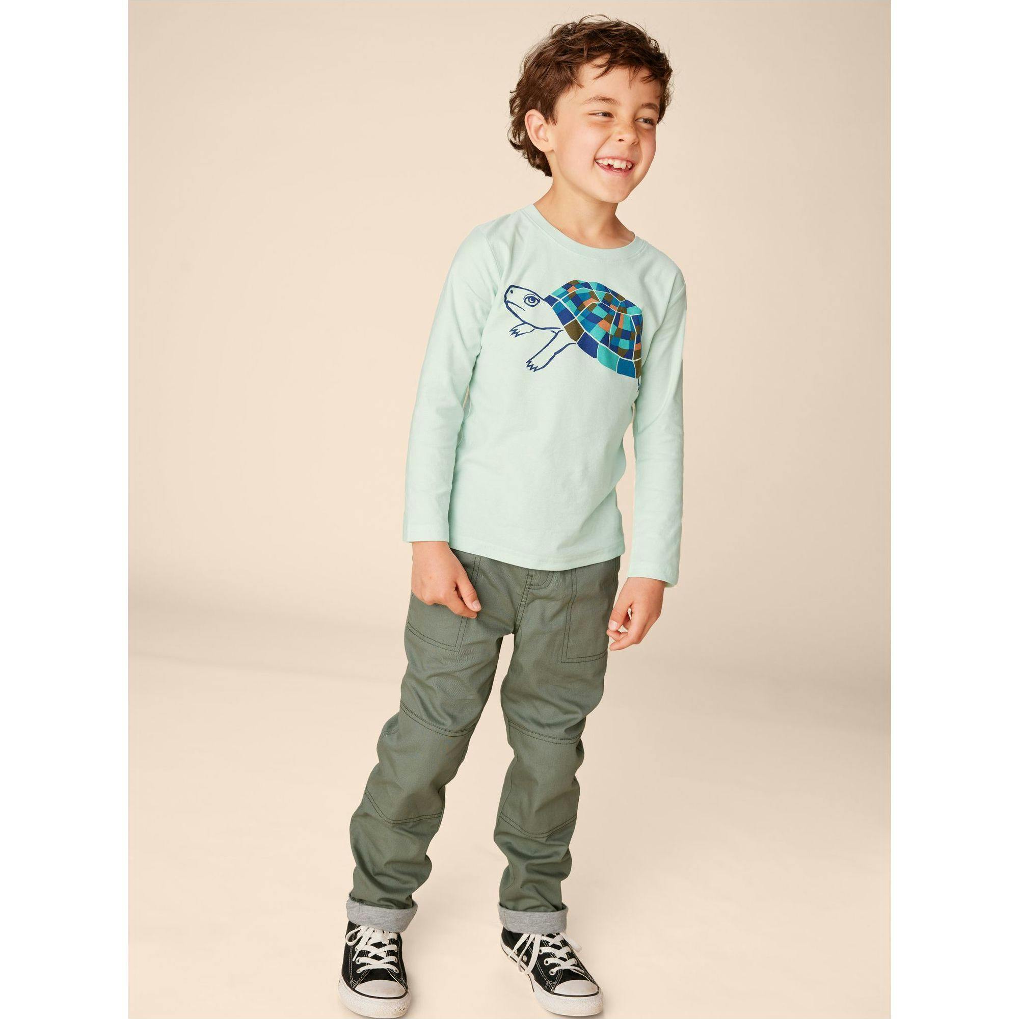 Mosaic Graphic Print Long Sleeve T-Shirt, Green