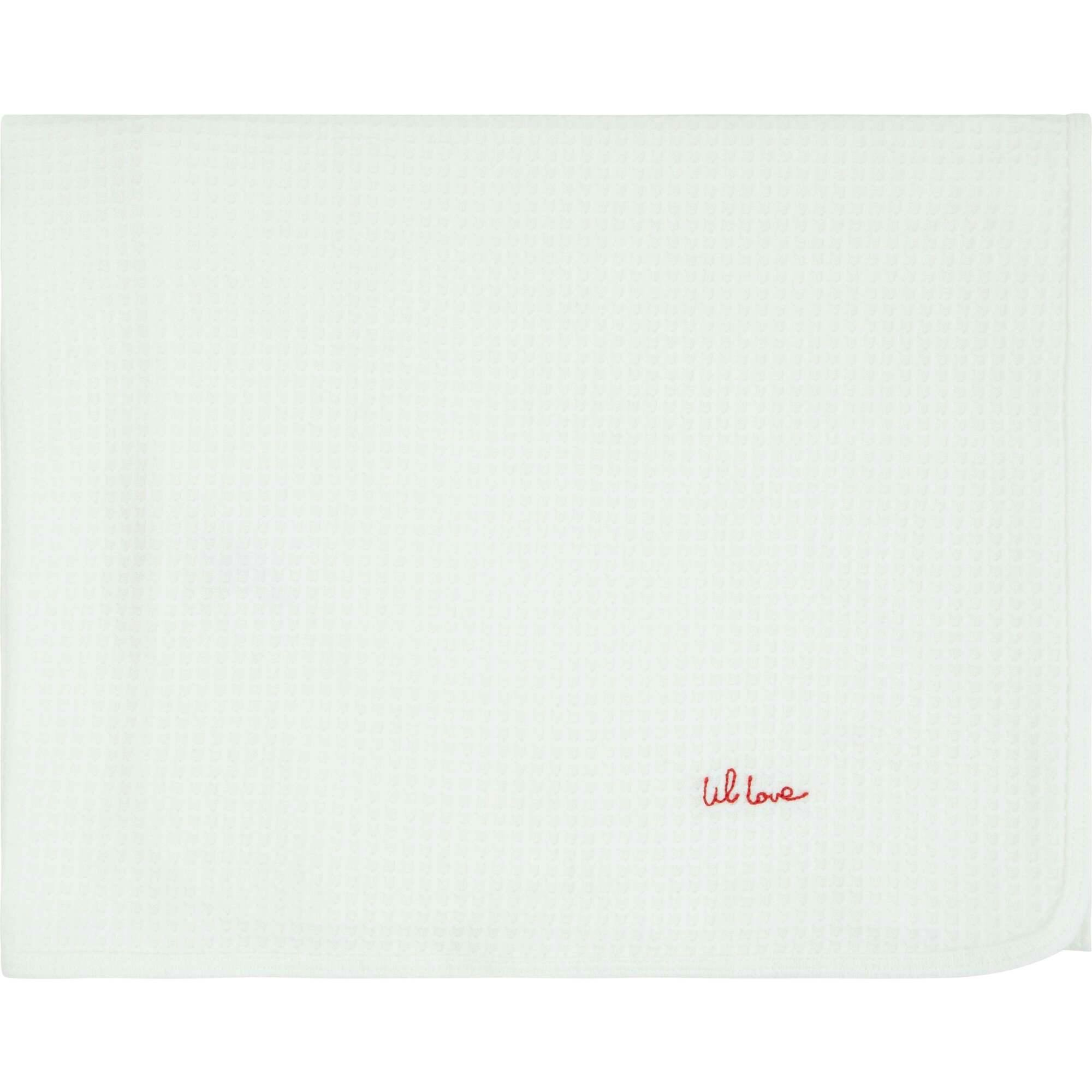 Lil Love Embroidered Waffle Blanket