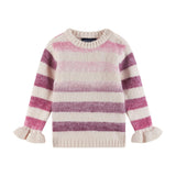 Infant Oatmeal/purple Ombre Striped Sweater & Legging Set