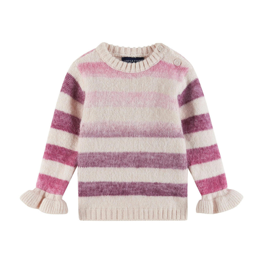 Infant Oatmeal/purple Ombre Striped Sweater & Legging Set