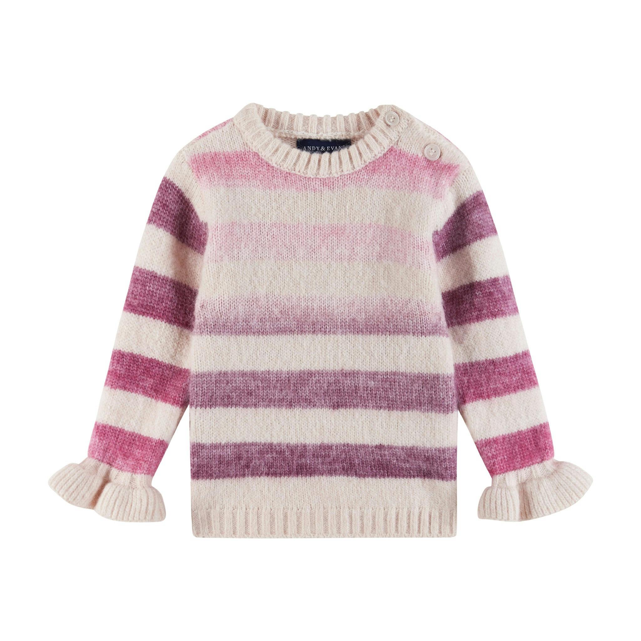 Infant Oatmeal/purple Ombre Striped Sweater & Legging Set