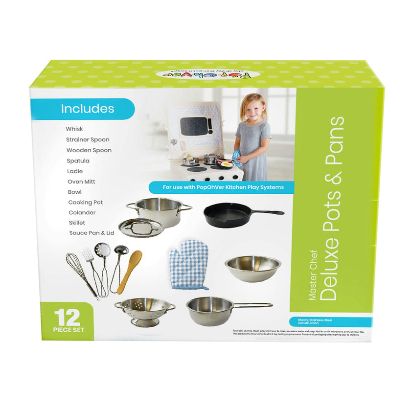PopOhVer Deluxe Pots & Pans Set with Food Bundle