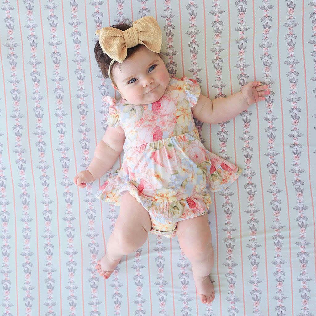 Rose Dreams Ruffled Twirl Bodysuit Dress