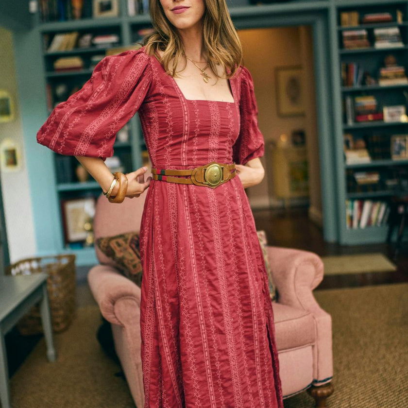 Arden Dress in Garnet