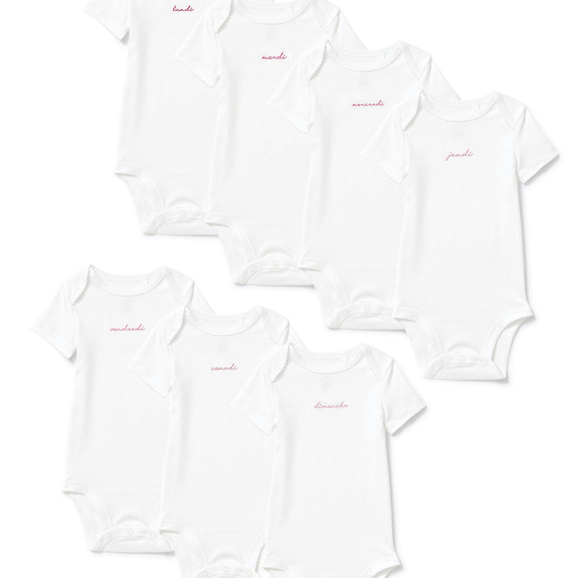 Baby's Pima Short Sleeve Onesie Set in French Lessons Pink