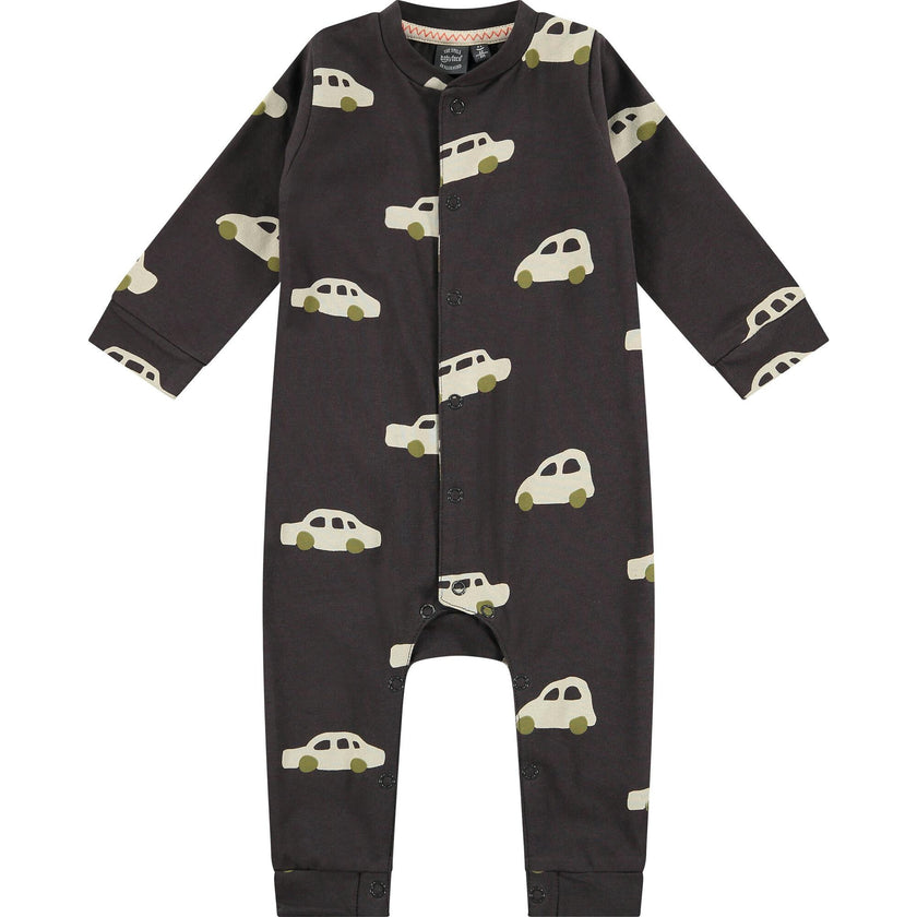 Car Print Long Sleeve Romper