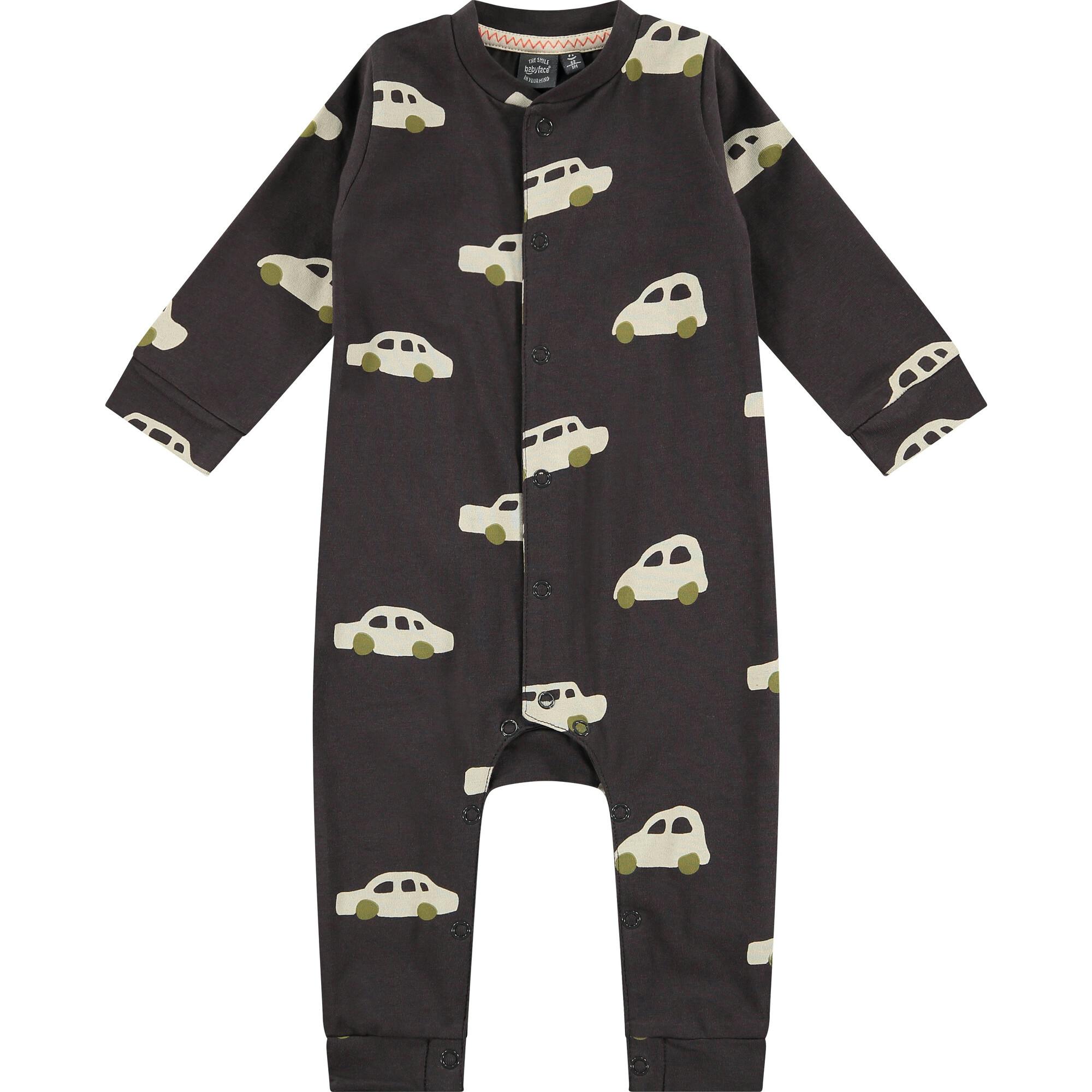 Car Print Long Sleeve Romper