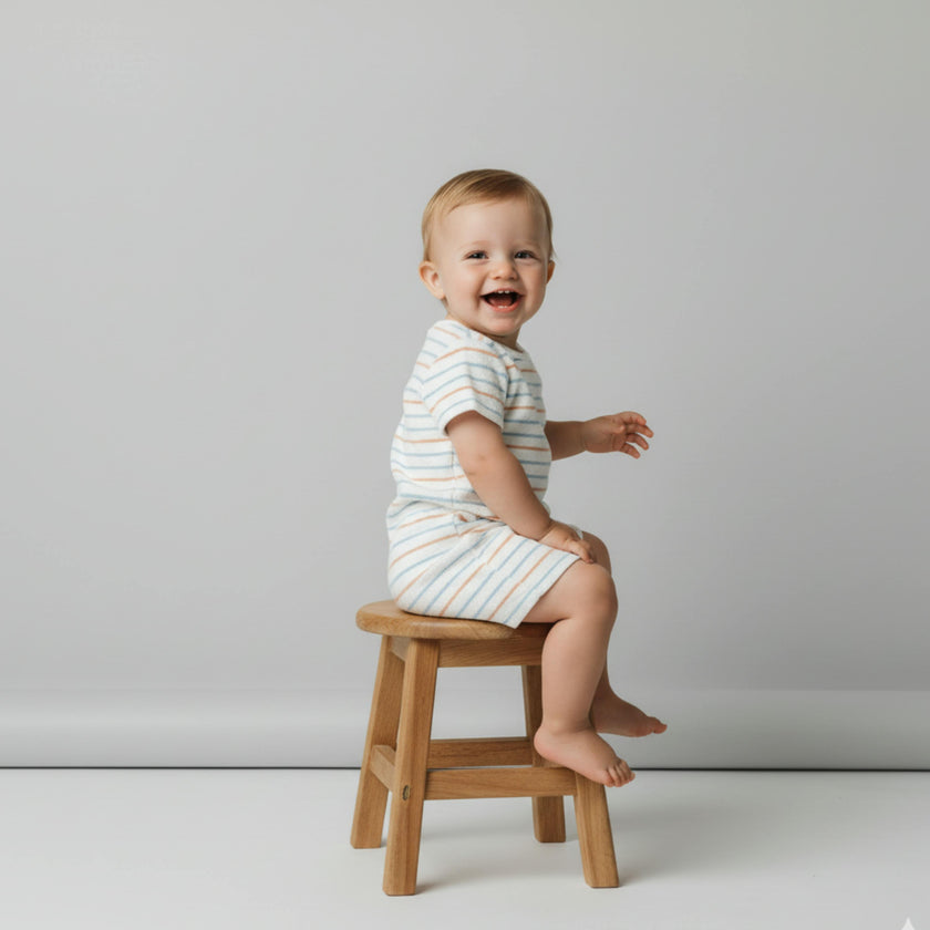 Organic Short Romper - Cabana Stripes