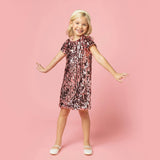 Coco Sequin Girls Party Dress, Blush Pink
